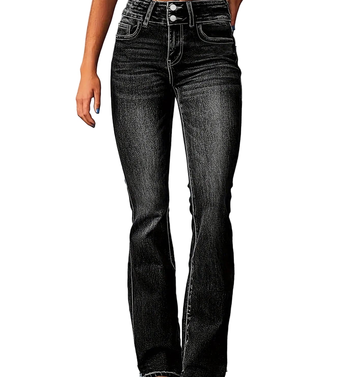 CARLA™ - CALÇA DE GANGA FLARE COM CINTURA ALTA