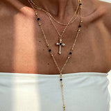 Fashionable Diamond Cross Chain Elegant Multi-layered Necklace
