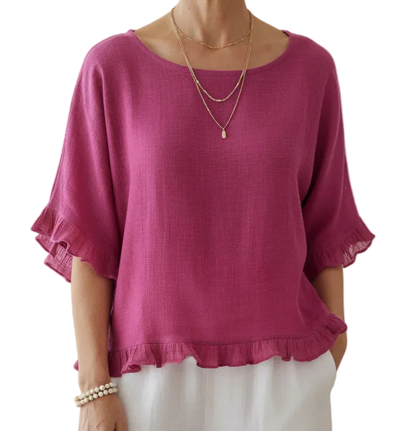 VALERIA™ - BLUSA COM FOLHO NA MANGA