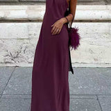 Sleeveless Draped Back Maxi Party Dress