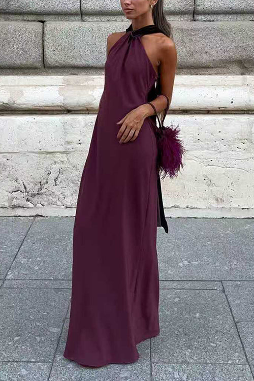 Sleeveless Draped Back Maxi Party Dress