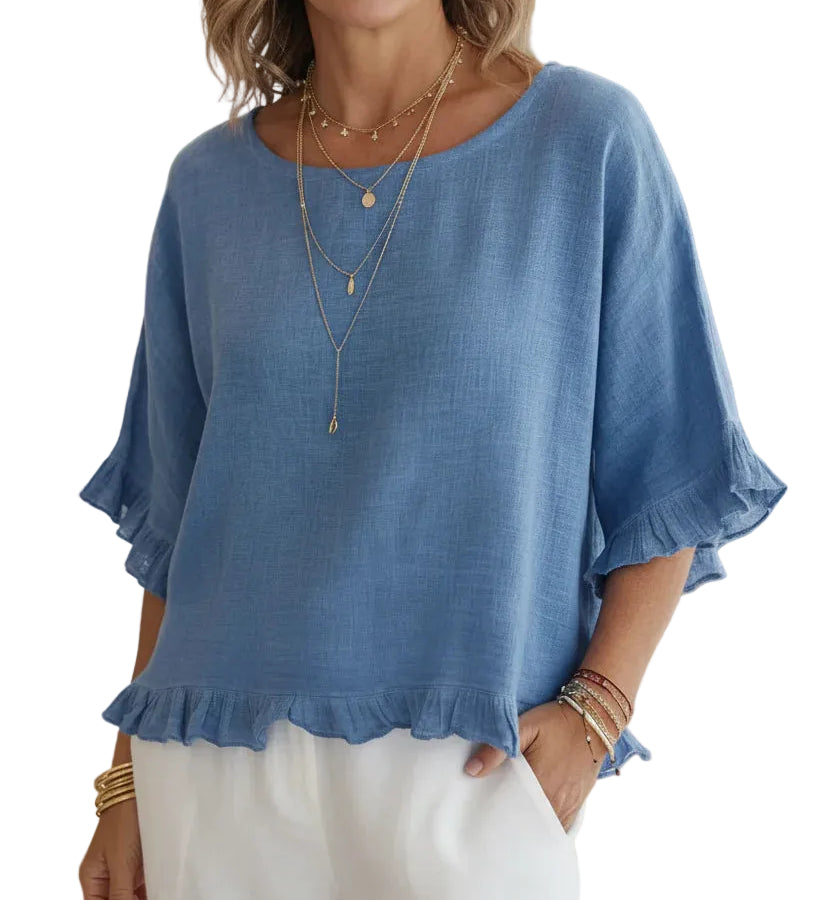 VALERIA™ - BLUSA COM FOLHO NA MANGA