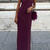 Sleeveless Draped Back Maxi Party Dress