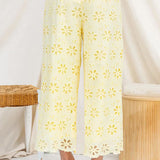 Elastic Waist Floral Lace Hollow Out Wide Leg Pants