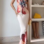 Chic Strapless Tube Floral Print Maxi Party Dress