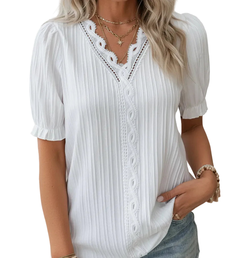 MÁRCIA™ – BLUSA PLISSADA COM DECOTE EM V