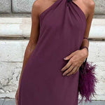 Sleeveless Draped Back Maxi Party Dress