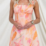 Sleeveless Marine Life Print A-line Mini Dress