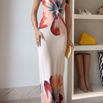 Chic Strapless Tube Floral Print Maxi Party Dress