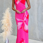 V Neck Sleeveless Floral Print Maxi Dress