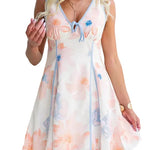 V Neck Sleeveless Floral Print Mini Dress