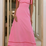 Bow Shoulder Sleeveless High Waist Maxi Dress