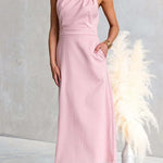 Sleeveless High Waist Pocketed Solid Maxi Dress