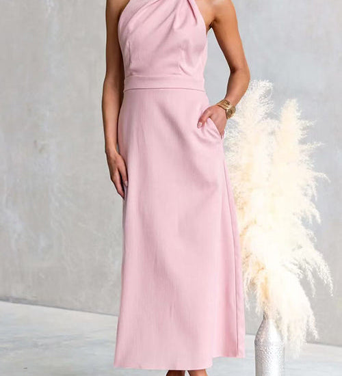 Sleeveless High Waist Pocketed Solid Maxi Dress