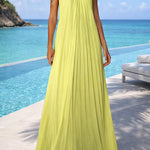 Halter Neck Open Back Pleated Maxi Dress