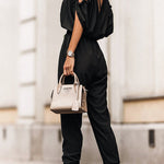 Margovil Wrap V Neck Cold Shoulder Elastic Waist Jogger Jumpsuit