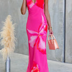 V Neck Sleeveless Floral Print Maxi Dress