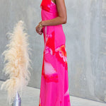 V Neck Sleeveless Floral Print Maxi Dress