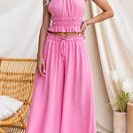 Elastic Waist Pocketed Wide Leg Palazzo Pants