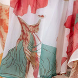 One Shoulder Sleeveless Floral Print Ruffle Layered Mini Dress