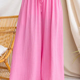 Elastic Waist Pocketed Wide Leg Palazzo Pants