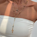 Fashionable Diamond Cross Chain Elegant Multi-layered Necklace