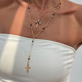 Fashionable Diamond Cross Chain Elegant Multi-layered Necklace