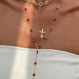 Fashionable Diamond Cross Chain Elegant Multi-layered Necklace