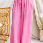 Elastic Waist Pocketed Wide Leg Palazzo Pants