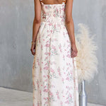 Sleeveless High Waist Floral Print Swing Maxi Dress