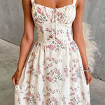 Sleeveless High Waist Floral Print Swing Maxi Dress
