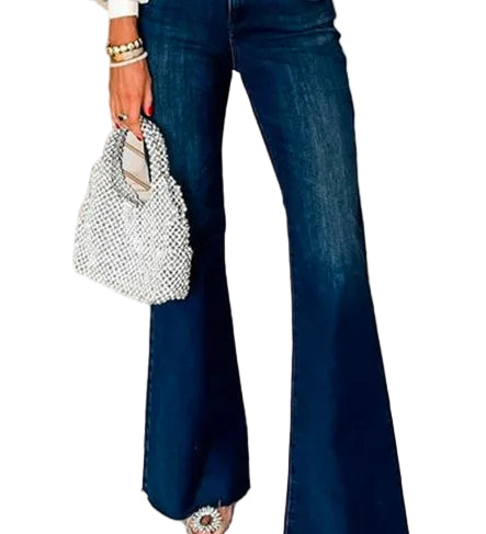Margovil Raw Hem Flare Bottoms Denim Pants
