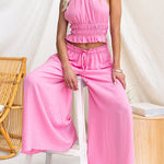 Elastic Waist Pocketed Wide Leg Palazzo Pants