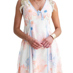 V Neck Sleeveless Floral Print Mini Dress