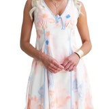 V Neck Sleeveless Floral Print Mini Dress