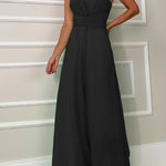 Margovil Sleeveless One Shoulder Waisted Flare Wide Leg Jumpsuit