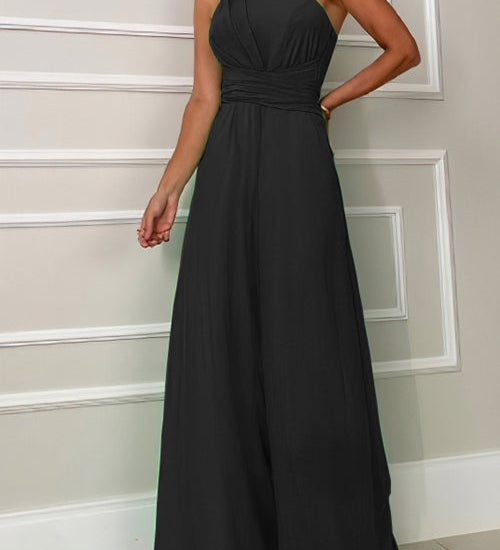 Margovil Sleeveless One Shoulder Waisted Flare Wide Leg Jumpsuit