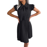 Θάλεια – Κομψό Πλισέ Φόρεμα με Δέσιμο στον Λαιμό