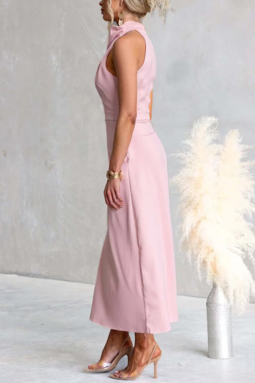 Sleeveless High Waist Pocketed Solid Maxi Dress
