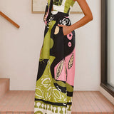 Margovil Tie Front Cut Out Wide Leg Printed Cami Jumpsuit
