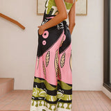 Margovil Tie Front Cut Out Wide Leg Printed Cami Jumpsuit