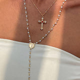 Fashionable Diamond Cross Chain Elegant Multi-layered Necklace