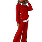 ELLA™ - CONJUNTO CONFORTÁVEL COM CAMISOLA DE MANGA COMPRIDA E CALÇAS