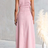 Sleeveless High Waist Pocketed Solid Maxi Dress