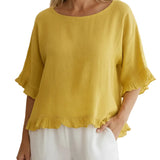 VALERIA™ - BLUSA COM FOLHO NA MANGA