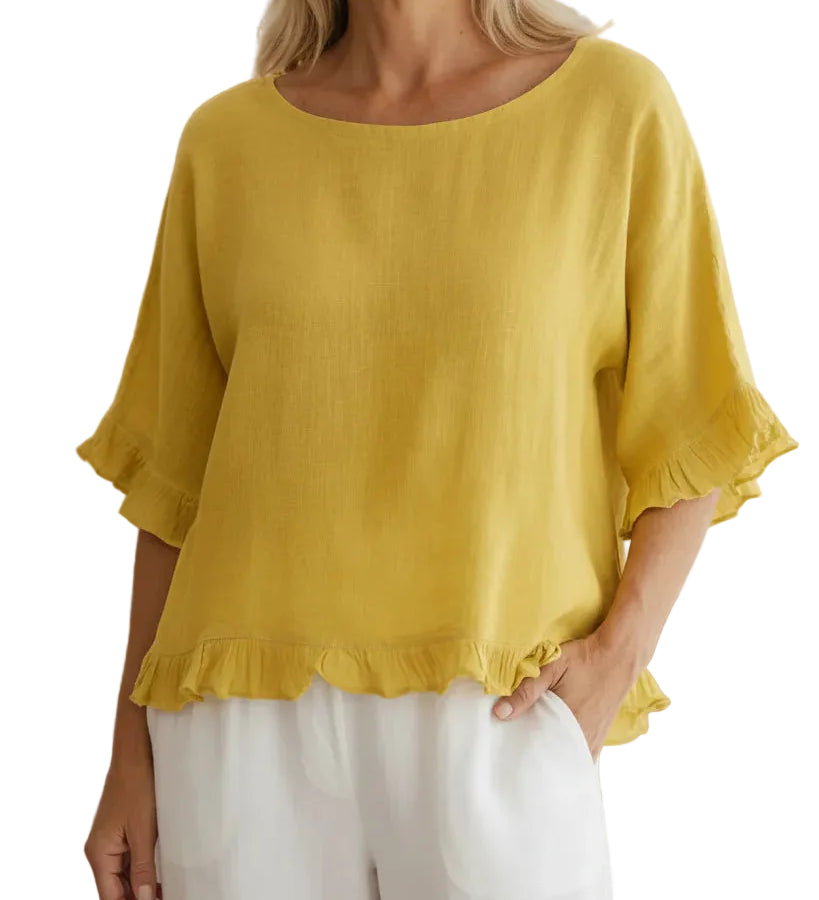 VALERIA™ - BLUSA COM FOLHO NA MANGA