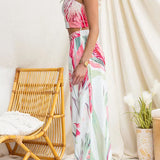 Sleeveless Crop Top High Rise Wide Leg Pants Printed Set