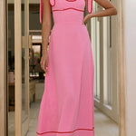 Bow Shoulder Sleeveless High Waist Maxi Dress