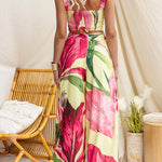 Sleeveless Crop Top and Wide Leg Pants Printed Set