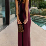 Sleeveless Draped Back Maxi Party Dress